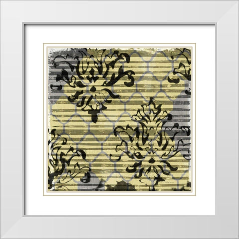 Deconstructed Damask II White Modern Wood Framed Art Print with Double Matting by Goldberger, Jennifer