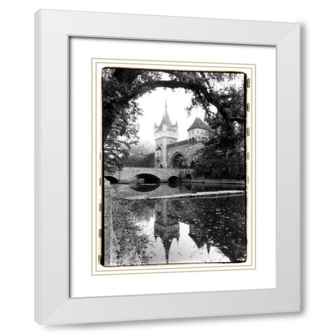 Castle Reflections, Vajdahunyad White Modern Wood Framed Art Print with Double Matting by DeNardo, Laura