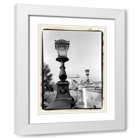 Chain Bridge over the Danube River White Modern Wood Framed Art Print with Double Matting by DeNardo, Laura