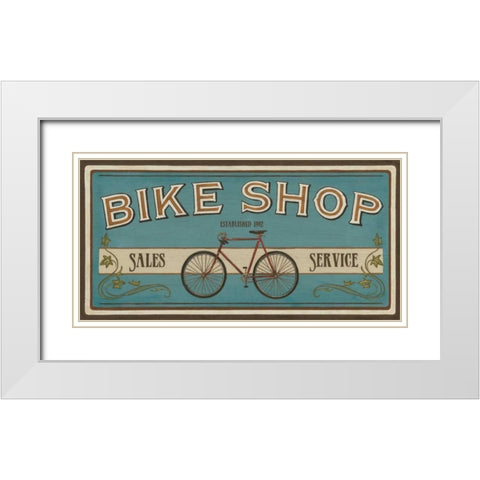 Bike Shop I White Modern Wood Framed Art Print with Double Matting by Vess, June Erica