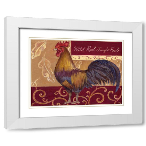 Rustic Roosters II White Modern Wood Framed Art Print with Double Matting by Kasun, Theresa