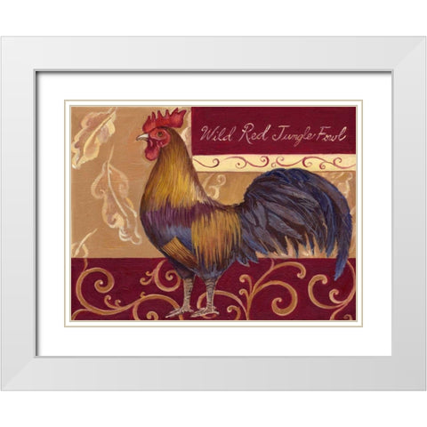 Rustic Roosters II White Modern Wood Framed Art Print with Double Matting by Kasun, Theresa