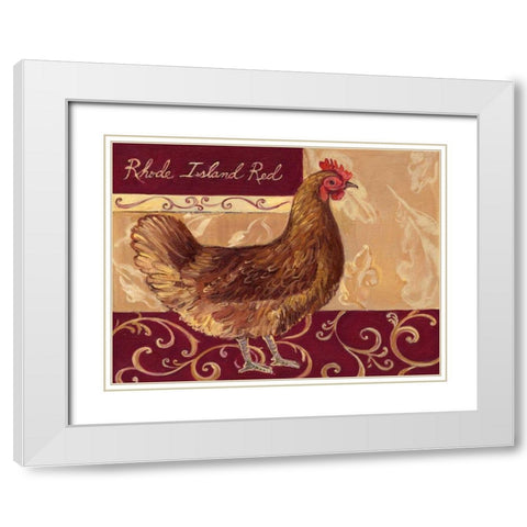 Rustic Roosters III White Modern Wood Framed Art Print with Double Matting by Kasun, Theresa
