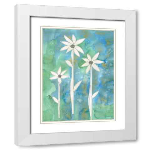 Dainty Daisies I White Modern Wood Framed Art Print with Double Matting by Ludwig, Alicia