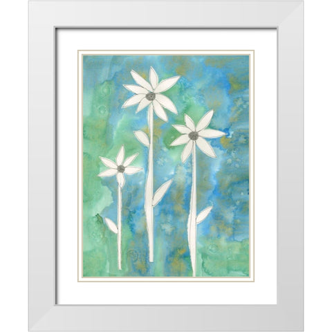 Dainty Daisies I White Modern Wood Framed Art Print with Double Matting by Ludwig, Alicia