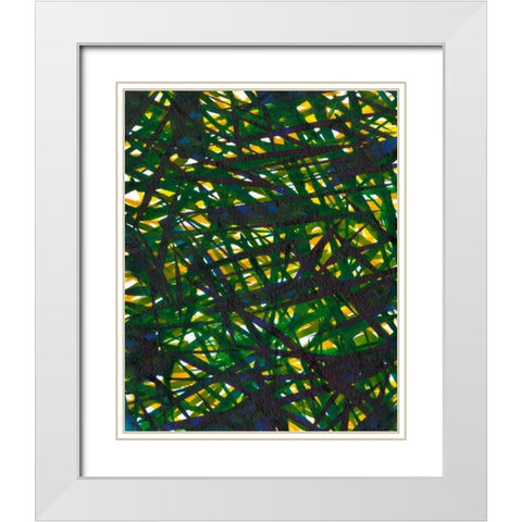 Green Thicket II White Modern Wood Framed Art Print with Double Matting by Fuchs, Jodi
