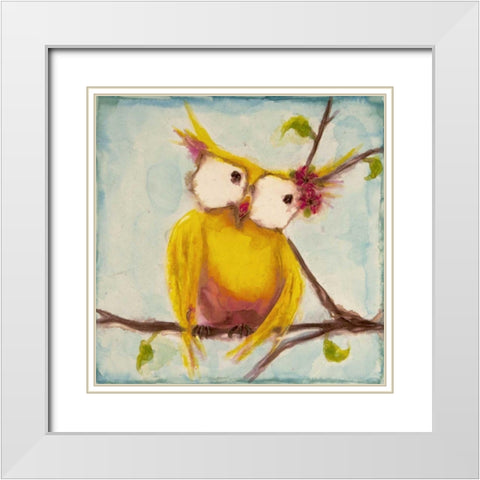 Miss Hoo White Modern Wood Framed Art Print with Double Matting by Quin, Marabeth