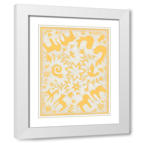 Spring Otomi I White Modern Wood Framed Art Print with Double Matting by Zarris, Chariklia