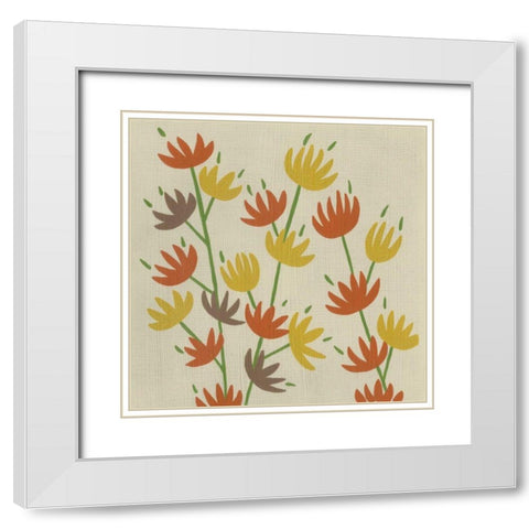 Retro Blossoms IV White Modern Wood Framed Art Print with Double Matting by Zarris, Chariklia