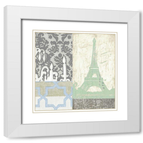 Paris Tapestry II White Modern Wood Framed Art Print with Double Matting by Vision Studio