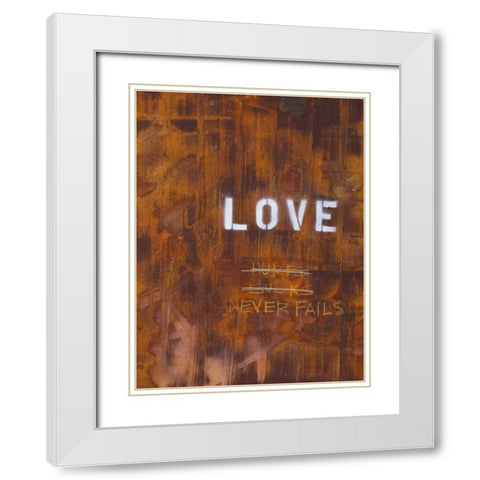 Love Never Fails I White Modern Wood Framed Art Print with Double Matting by Youngstrom, Kent