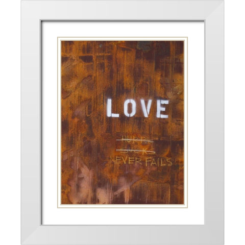 Love Never Fails I White Modern Wood Framed Art Print with Double Matting by Youngstrom, Kent