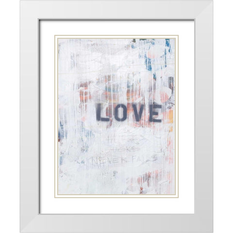 Love Never Fails II White Modern Wood Framed Art Print with Double Matting by Youngstrom, Kent