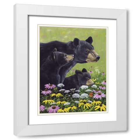 Black Bears White Modern Wood Framed Art Print with Double Matting by Szatkowski, Fred