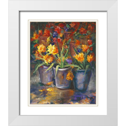 Flower Fiesta White Modern Wood Framed Art Print with Double Matting by Oleson, Nanette