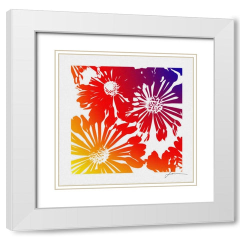 Floral Brights II White Modern Wood Framed Art Print with Double Matting by Burghardt, James