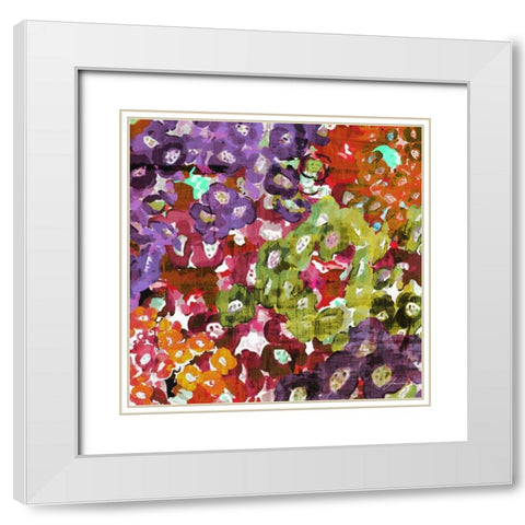 Floral Barrage I White Modern Wood Framed Art Print with Double Matting by Burghardt, James