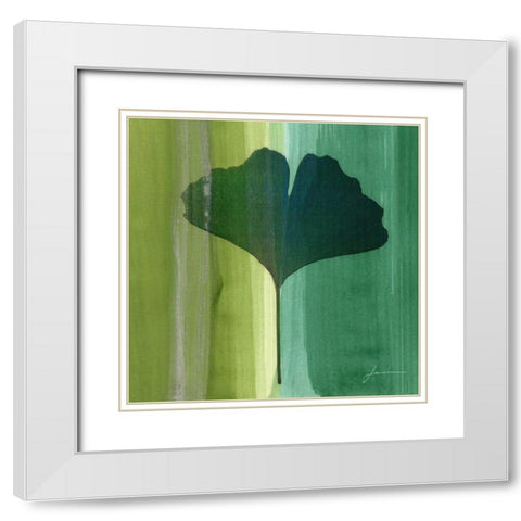 Silver Leaf Tile I White Modern Wood Framed Art Print with Double Matting by Burghardt, James