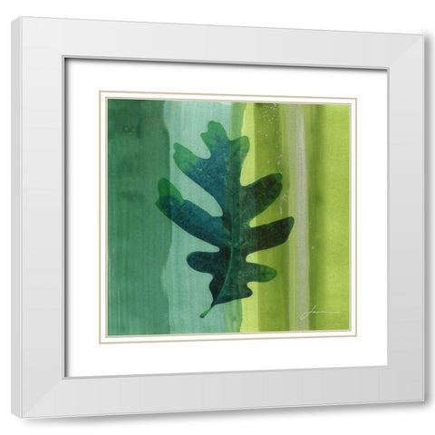 Silver Leaf Tile III White Modern Wood Framed Art Print with Double Matting by Burghardt, James