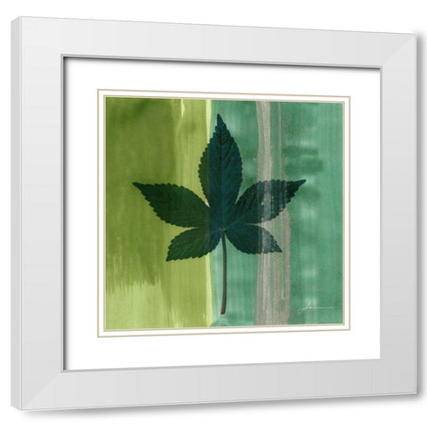 Silver Leaf Tile IV White Modern Wood Framed Art Print with Double Matting by Burghardt, James