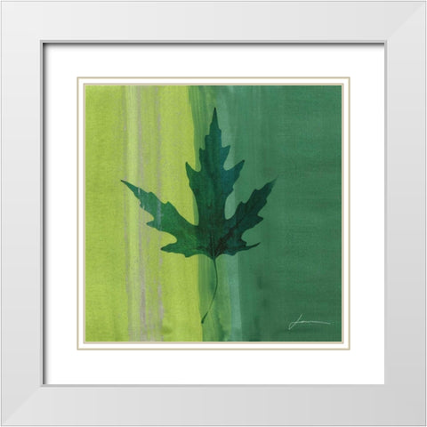 Silver Leaf Tile V White Modern Wood Framed Art Print with Double Matting by Burghardt, James