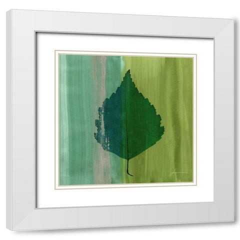 Silver Leaf Tile VI White Modern Wood Framed Art Print with Double Matting by Burghardt, James