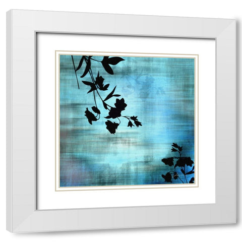 Aqua Floral II White Modern Wood Framed Art Print with Double Matting by Burghardt, James