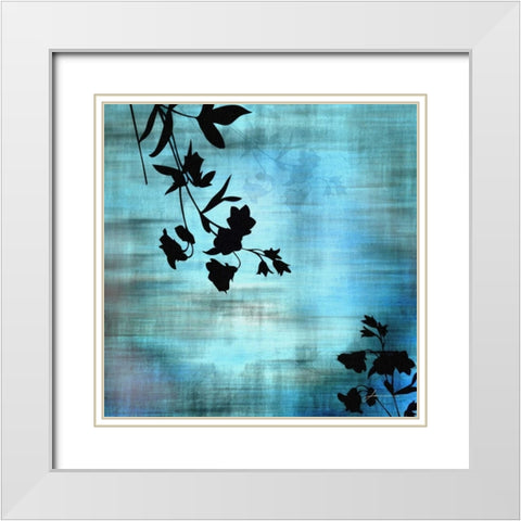 Aqua Floral II White Modern Wood Framed Art Print with Double Matting by Burghardt, James