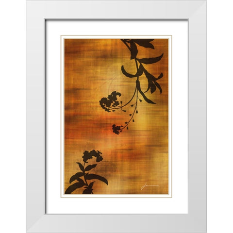Sepia Floral I White Modern Wood Framed Art Print with Double Matting by Burghardt, James