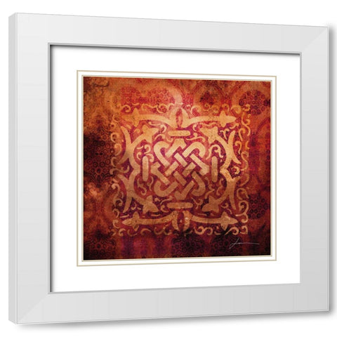 Antiquity Tiles IV White Modern Wood Framed Art Print with Double Matting by Burghardt, James