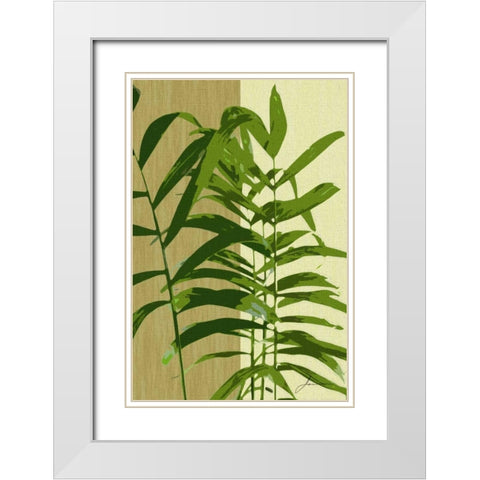 Painted Contrast Leaves II White Modern Wood Framed Art Print with Double Matting by Burghardt, James
