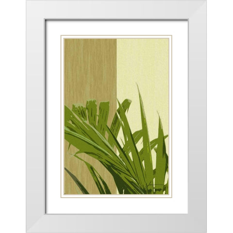 Painted Contrast Leaves IV White Modern Wood Framed Art Print with Double Matting by Burghardt, James