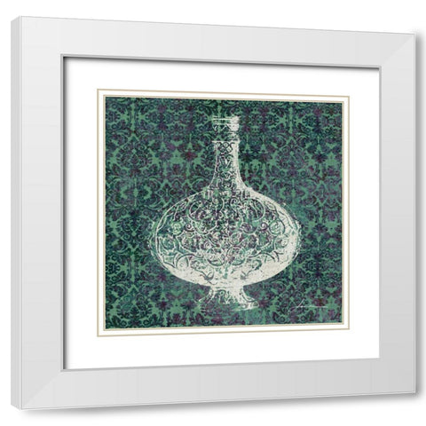 Patterned Bottles IV White Modern Wood Framed Art Print with Double Matting by Burghardt, James