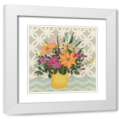 Patterns and Petals II White Modern Wood Framed Art Print with Double Matting by Vess, June Erica