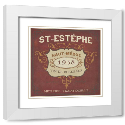 Vintage Wine Labels IV White Modern Wood Framed Art Print with Double Matting by Vess, June Erica