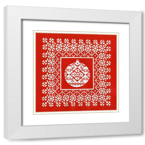 Fair Isle Snowflake VI White Modern Wood Framed Art Print with Double Matting by Zarris, Chariklia