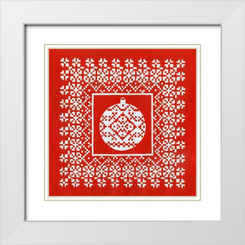 Fair Isle Snowflake VI White Modern Wood Framed Art Print with Double Matting by Zarris, Chariklia