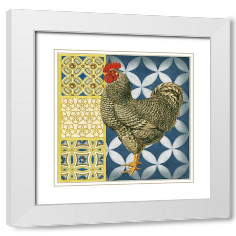 Classic Rooster II White Modern Wood Framed Art Print with Double Matting by Vision Studio