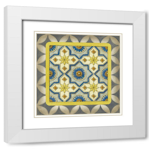 Classic Tile I White Modern Wood Framed Art Print with Double Matting by Vision Studio