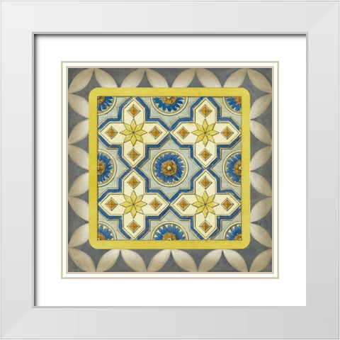 Classic Tile I White Modern Wood Framed Art Print with Double Matting by Vision Studio