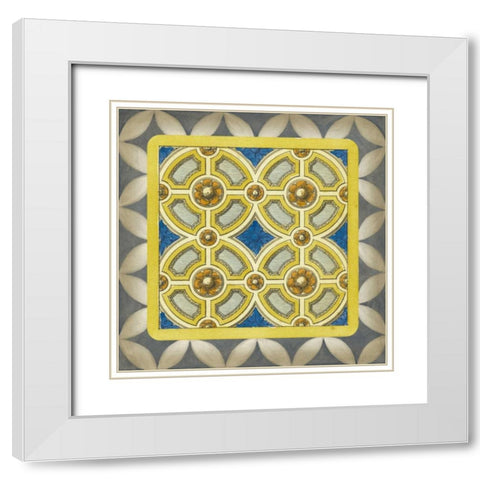 Classic Tile II White Modern Wood Framed Art Print with Double Matting by Vision Studio
