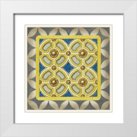 Classic Tile II White Modern Wood Framed Art Print with Double Matting by Vision Studio