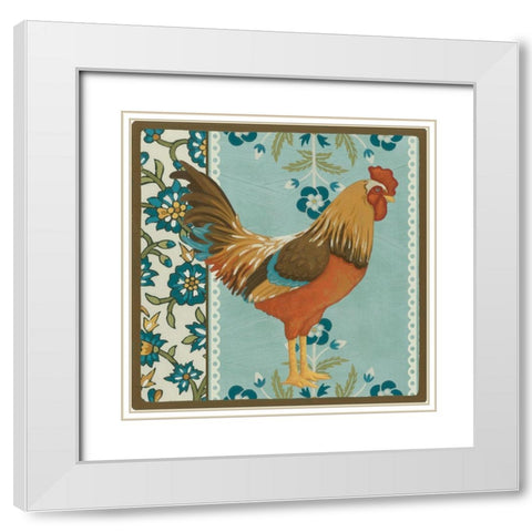 Cottage Rooster IV White Modern Wood Framed Art Print with Double Matting by Vess, June Erica
