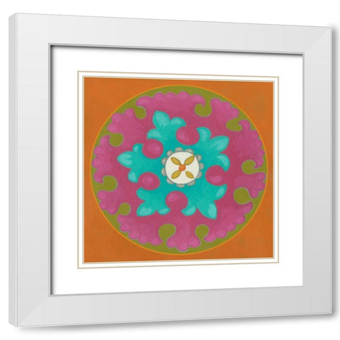 Celebration Suzani IV White Modern Wood Framed Art Print with Double Matting by Zarris, Chariklia