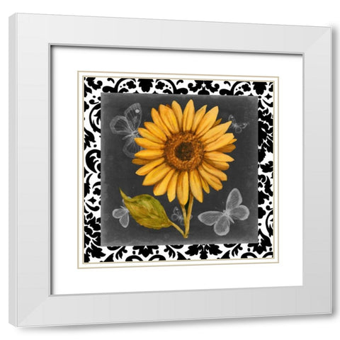 Ornate Sunflowers I White Modern Wood Framed Art Print with Double Matting by Harper, Ethan