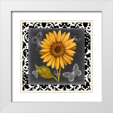 Ornate Sunflowers I White Modern Wood Framed Art Print with Double Matting by Harper, Ethan