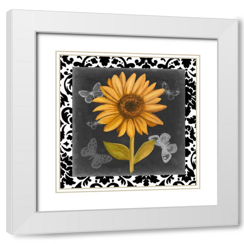 Ornate Sunflowers II White Modern Wood Framed Art Print with Double Matting by Harper, Ethan