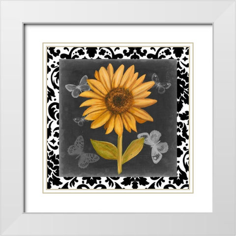 Ornate Sunflowers II White Modern Wood Framed Art Print with Double Matting by Harper, Ethan