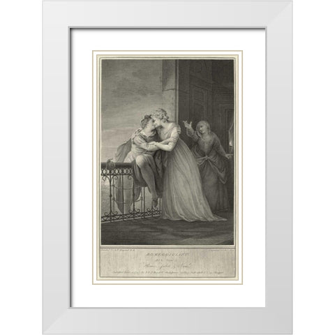 Romeo and Juliet White Modern Wood Framed Art Print with Double Matting by Unknown