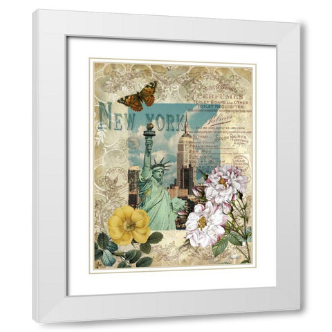 Eternal New York White Modern Wood Framed Art Print with Double Matting by White, Abby